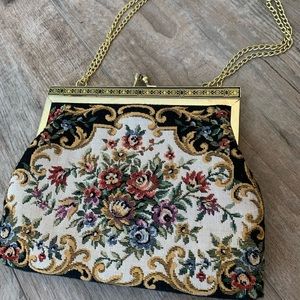 Chain Strap Vintage Floral Tapestry Mini Purse